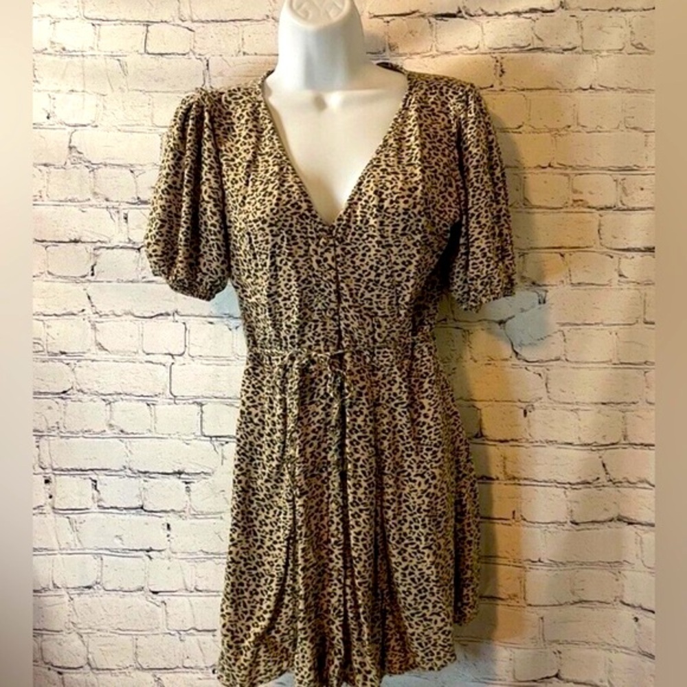 Abercrombie & Fitch Button-Front Leopard Print Dress with Pockets